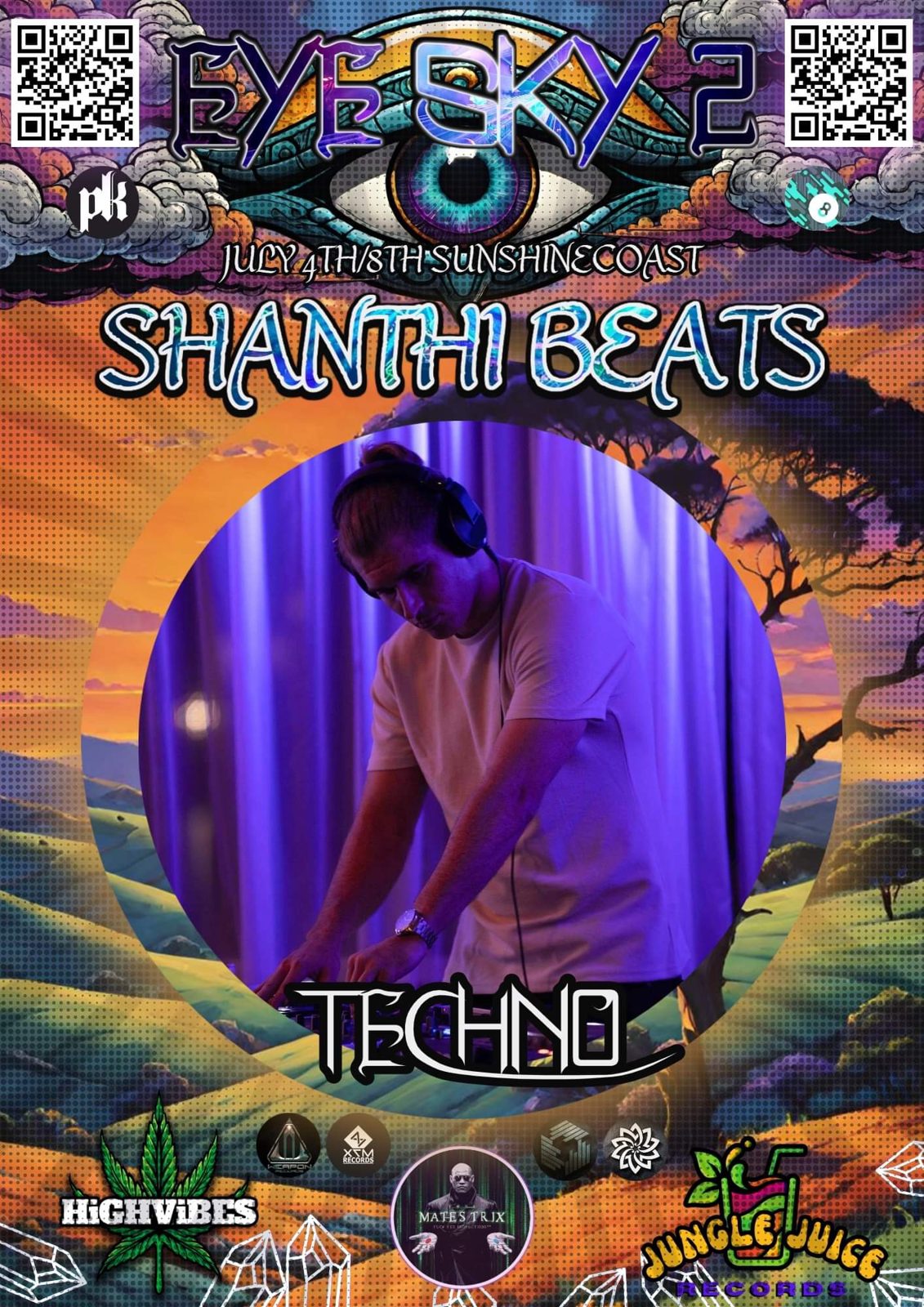 Eye Sky 2 flyer with Shanthi Beats